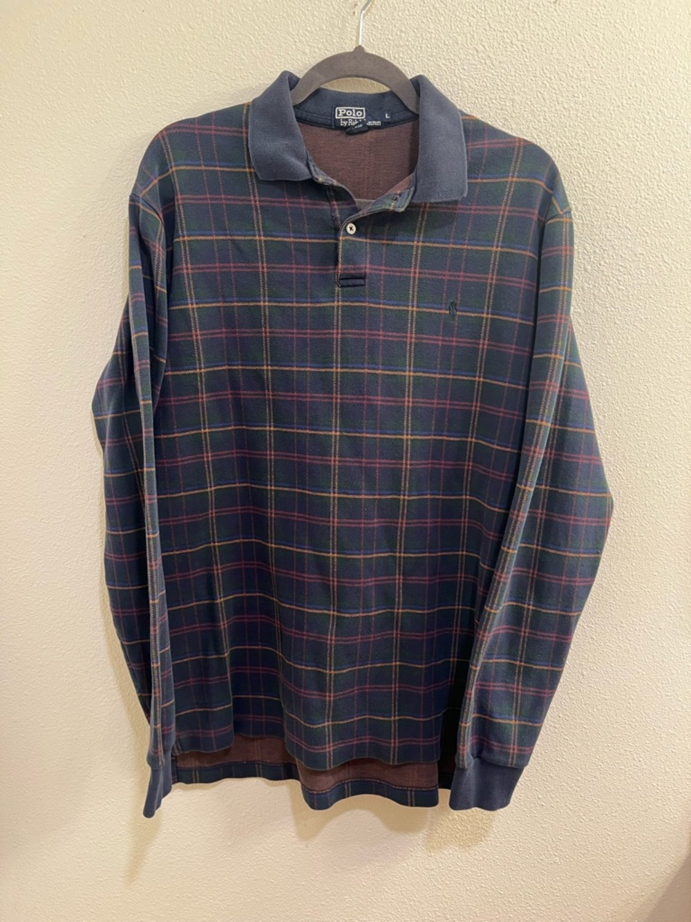 Vintage Ralph Lauren Polo Shirt Men Large Blue Polo